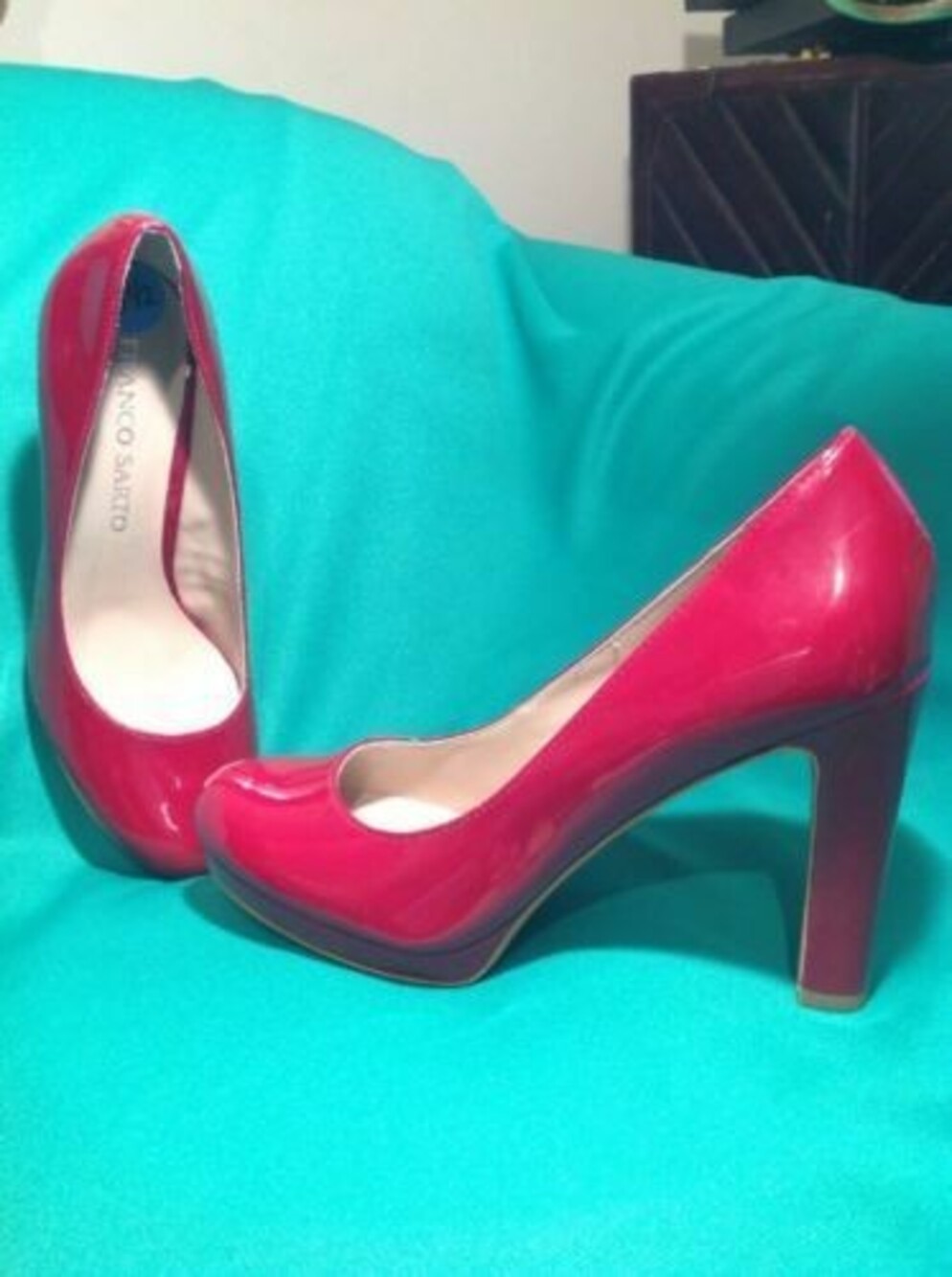 FRANCO SARTO BALADA 6.5M RED PATENT LIKE 4" HEEL DRESSY PUMP SHOES WOMEN'S